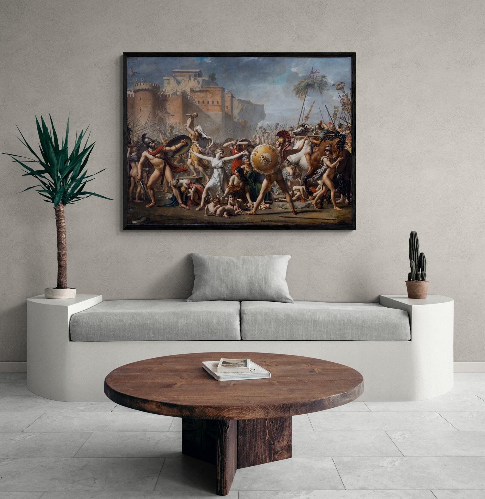 Jacques-Louis David art: The Intervention of the Sabine Women, Heavyweight Canvas, 3D hand finish print with brush strokes, Large wall arts FOSHE ART
