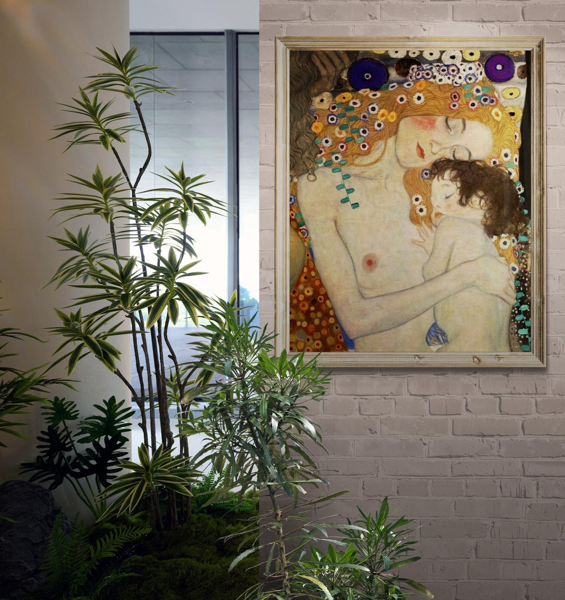 Gustav Klimt Mother and Child Canvas Print, Hand Finished Texture FOSHE ART