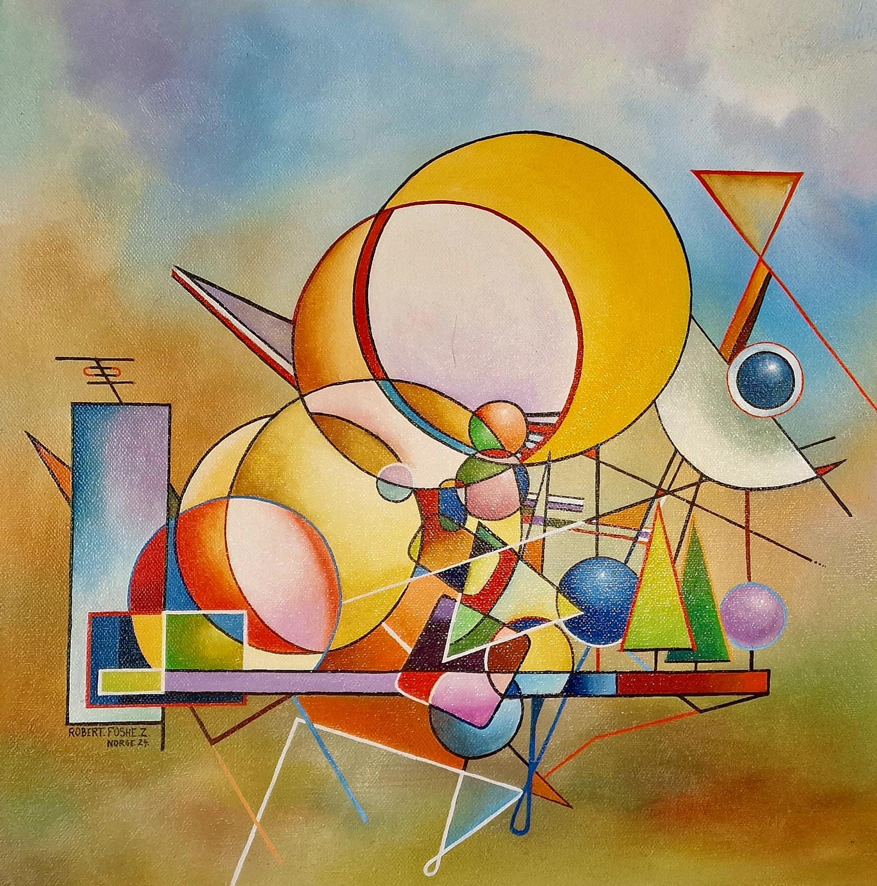 Temporal Elegance: The DANCING with the SUN Giclee Print Reproduction Painting, Heavyweight print on Fineart paper or museum quality poster FOSHE ART