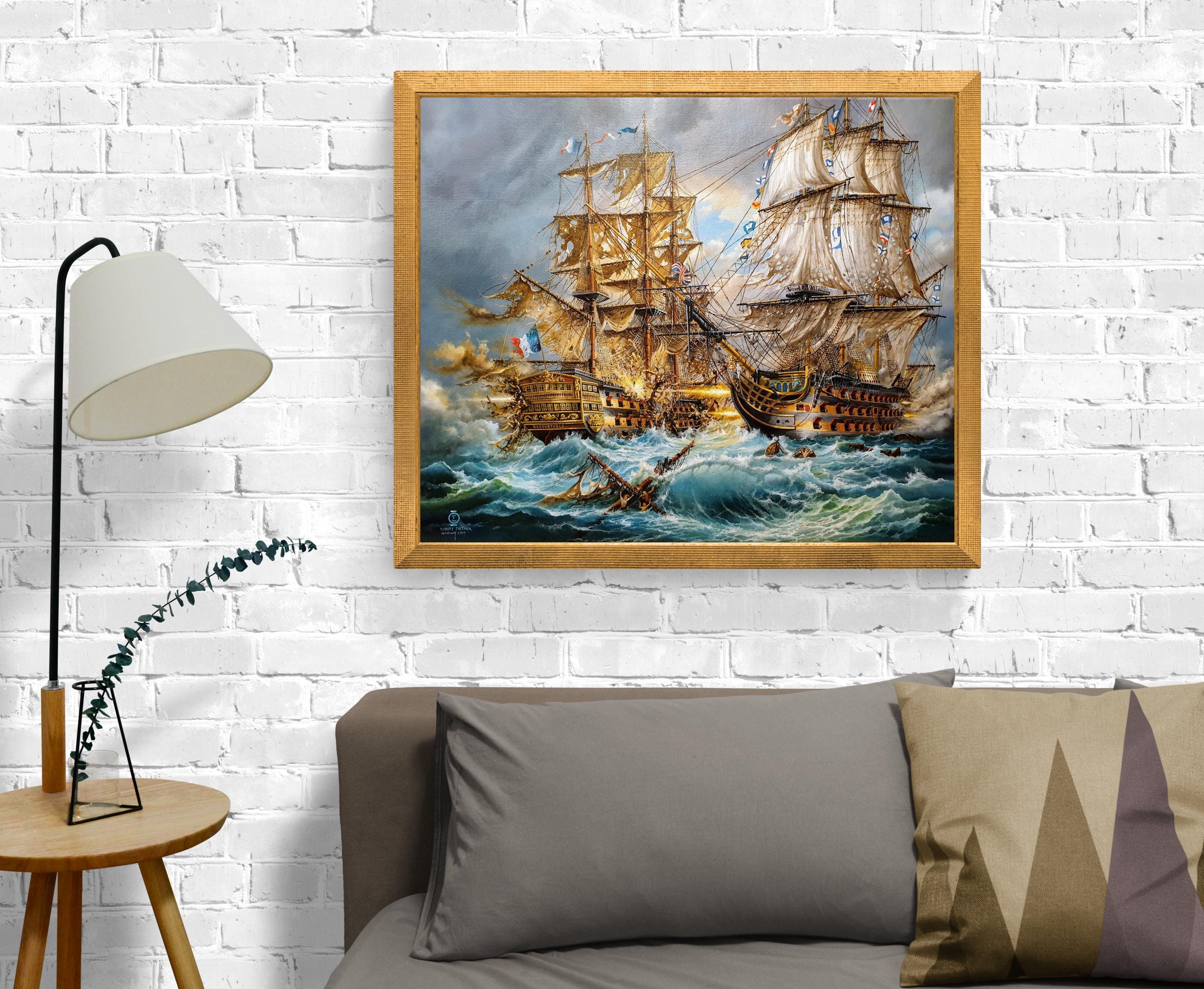 Battle of Trafalgar | Robert Zietara | HMS Victory Giclée Print, Sailing Ship Poster FOSHE ART