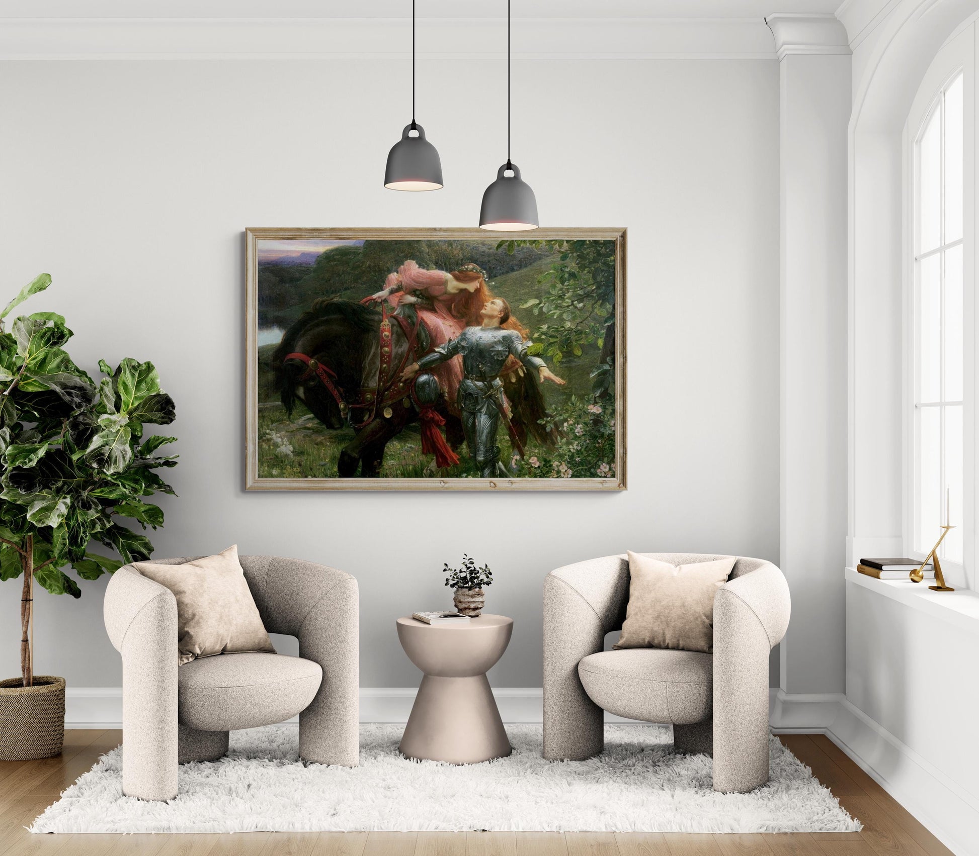 La Belle Dame Sans Merci By Sir Frank Dicksee Large wall arts, Heavyweight Canvas, 3D hand finish print with brush strokes, Ready to Hang FOSHE ART