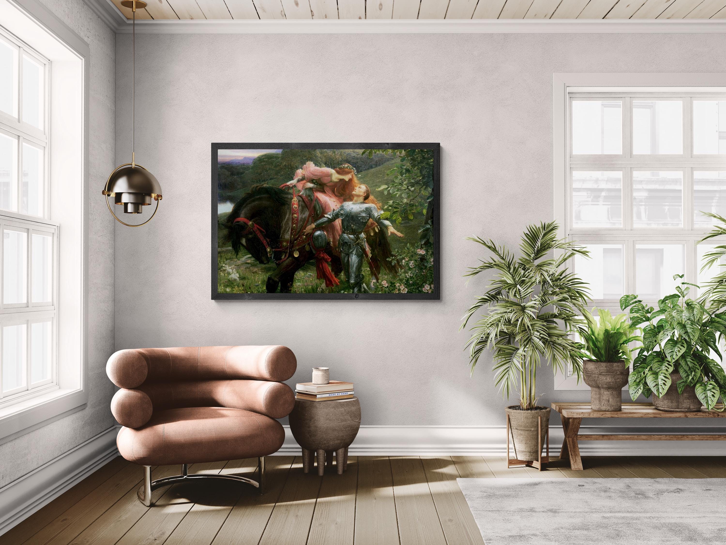 La Belle Dame Sans Merci Canvas Art Print, Frank Dicksee, 3D Brush Stroke Finish FOSHE ART