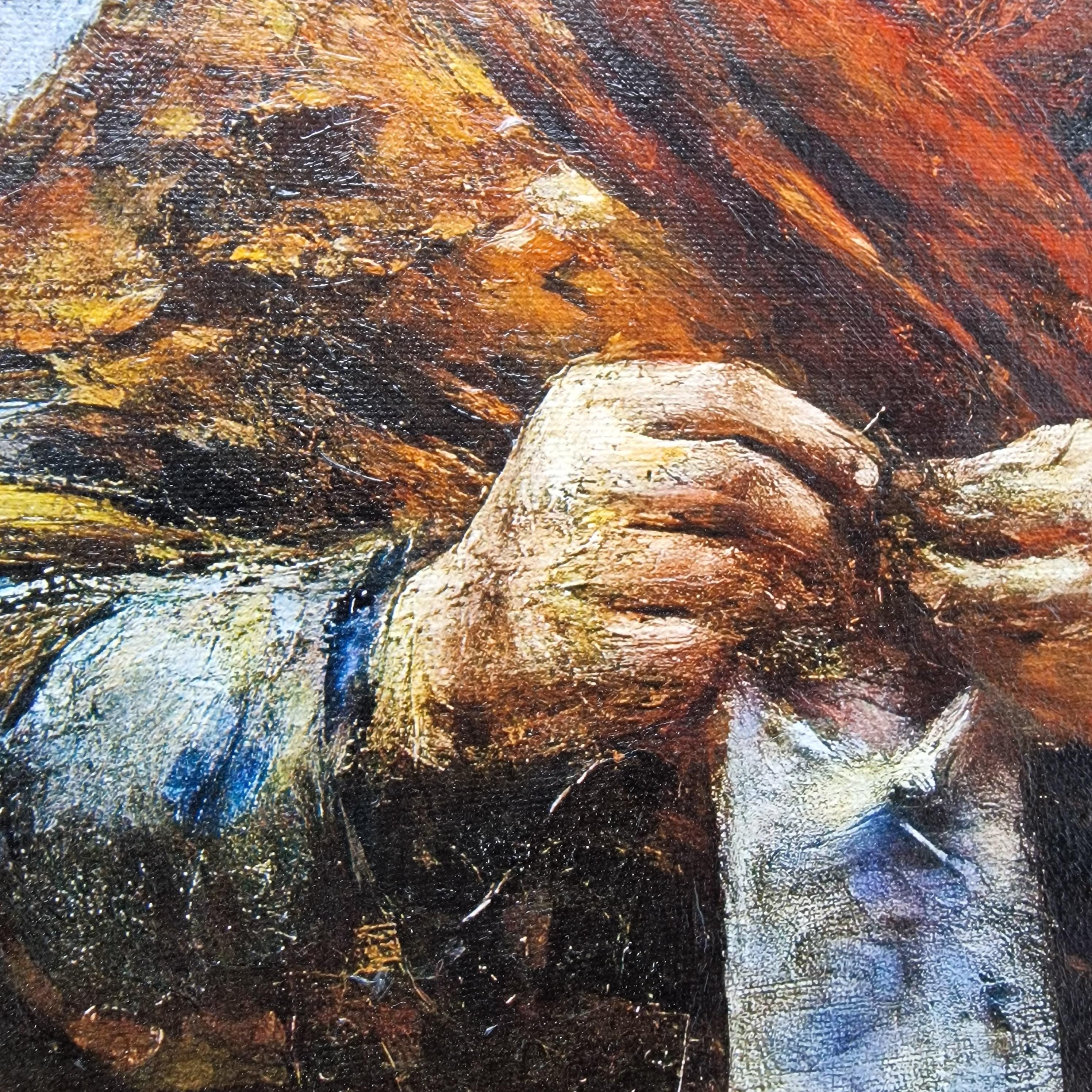 Aleksander Gierymski: Jewish Woman Selling Oranges, Heavyweight real Canvas, 3D hand finish print with brush strokes, look like original art FOSHE ART