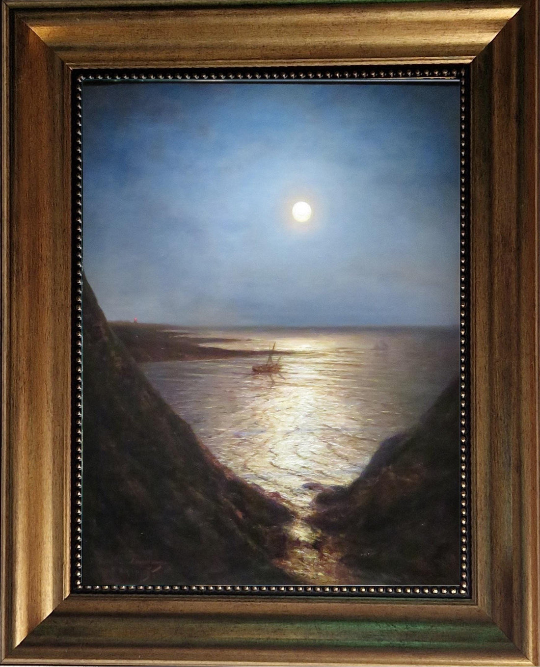 Moonlight Giclée Canvas Print by Bogolyubov, Golden Vintage Frame FOSHE ART