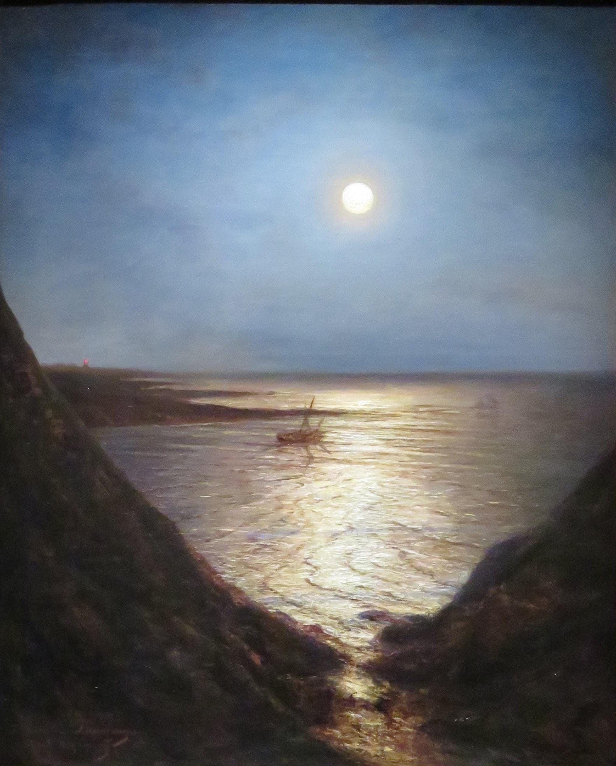 Moonlight Giclée Canvas Print by Bogolyubov, Golden Vintage Frame FOSHE ART