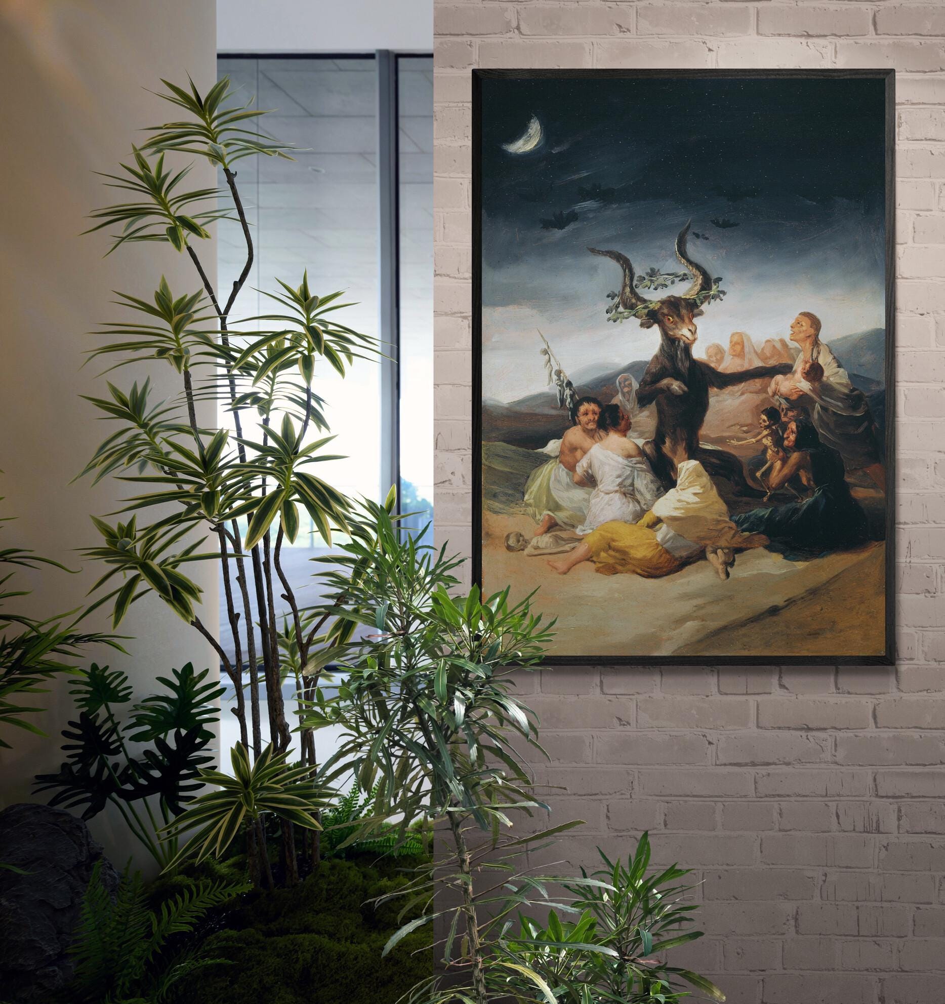 The Witches' Sabbath Francisco Goya, The Big Goat by Wall Art, Premium FineArt Print on Paper, Canvas  or Hand Finished with brush strokes FOSHE ART