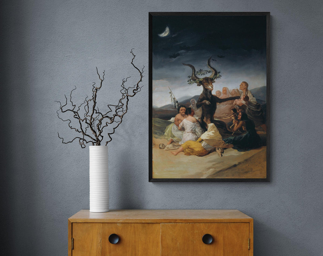 The Witches' Sabbath Francisco Goya, The Big Goat by Wall Art, Premium FineArt Print on Paper, Canvas  or Hand Finished with brush strokes FOSHE ART