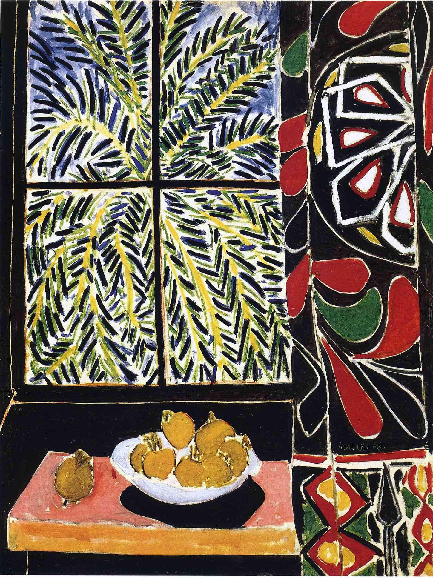 Interior with Egyptian Curtain by Henri Matisse  Gliclée canvas print with brush strokes and golden vintageous frame | looks like original FOSHE ART