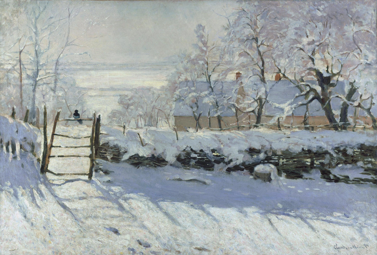 The Magpie by Claude Monet | Giclee Print | FineArt Paper, Museal quality Poster, Canvas or Hand Finished Premium Print with brush strokes FOSHE ART