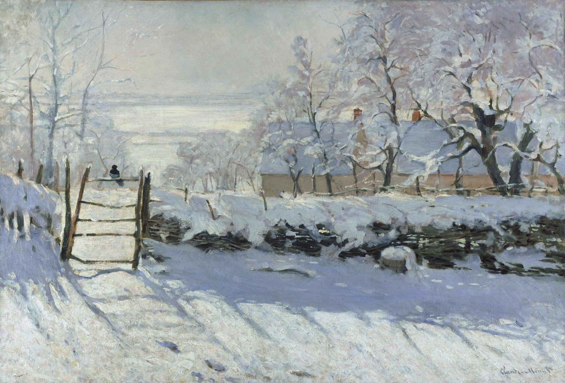 The Magpie by Claude Monet | Giclee Print | FineArt Paper, Museal quality Poster, Canvas or Hand Finished Premium Print with brush strokes FOSHE ART