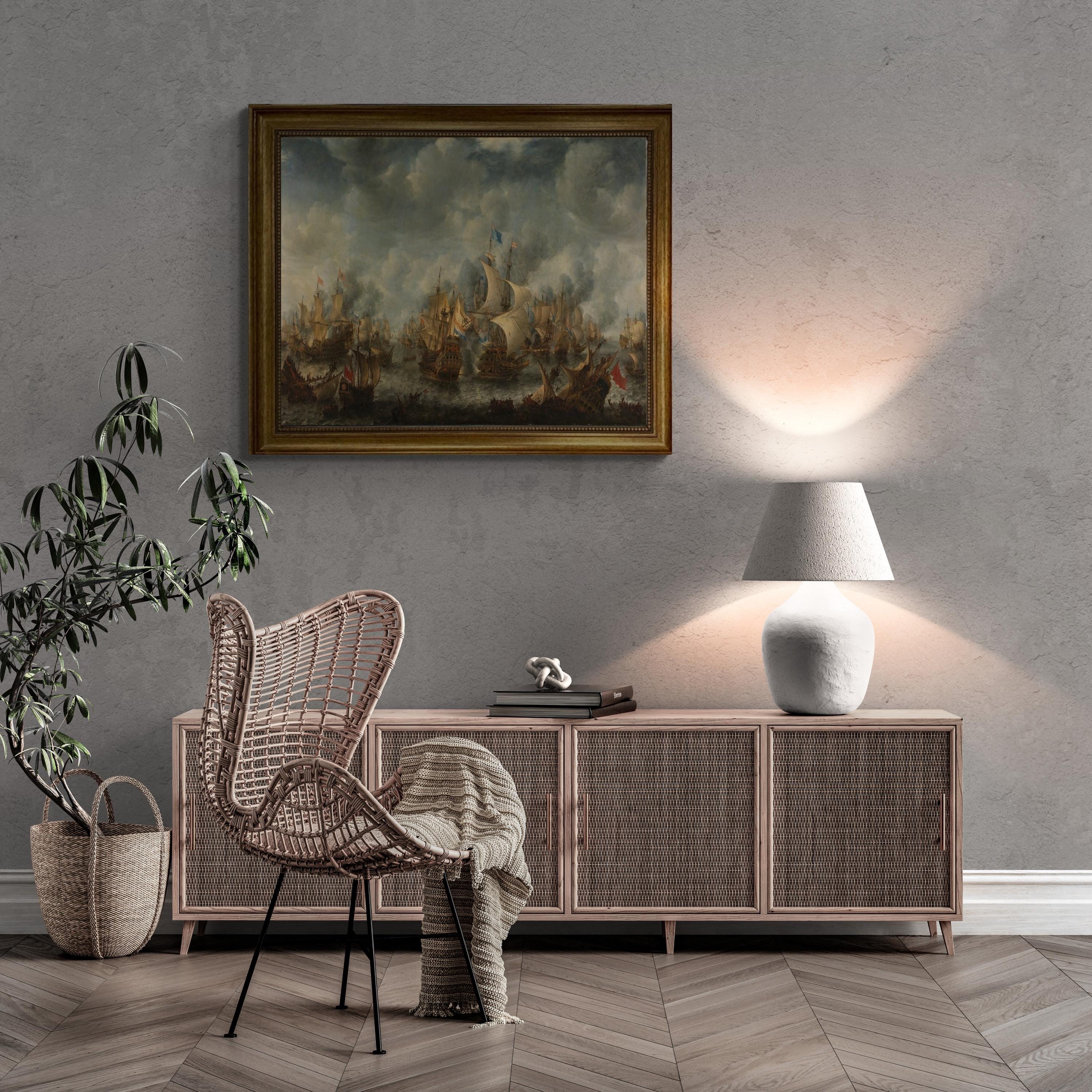 Battle of Terheide Canvas Print with Golden Vintage Frame FOSHE ART
