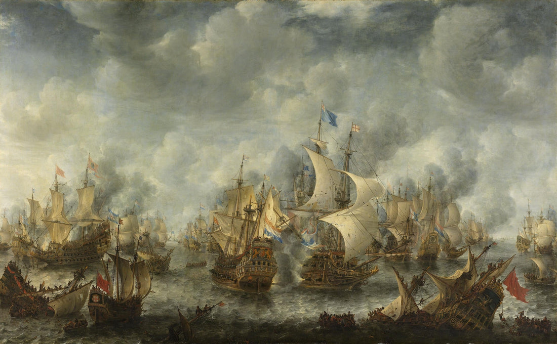 The Battle of Terheide Gliclée 3D hand finished premium print on canvas with brush strokes and golden vintageous frame looks like original FOSHE ART