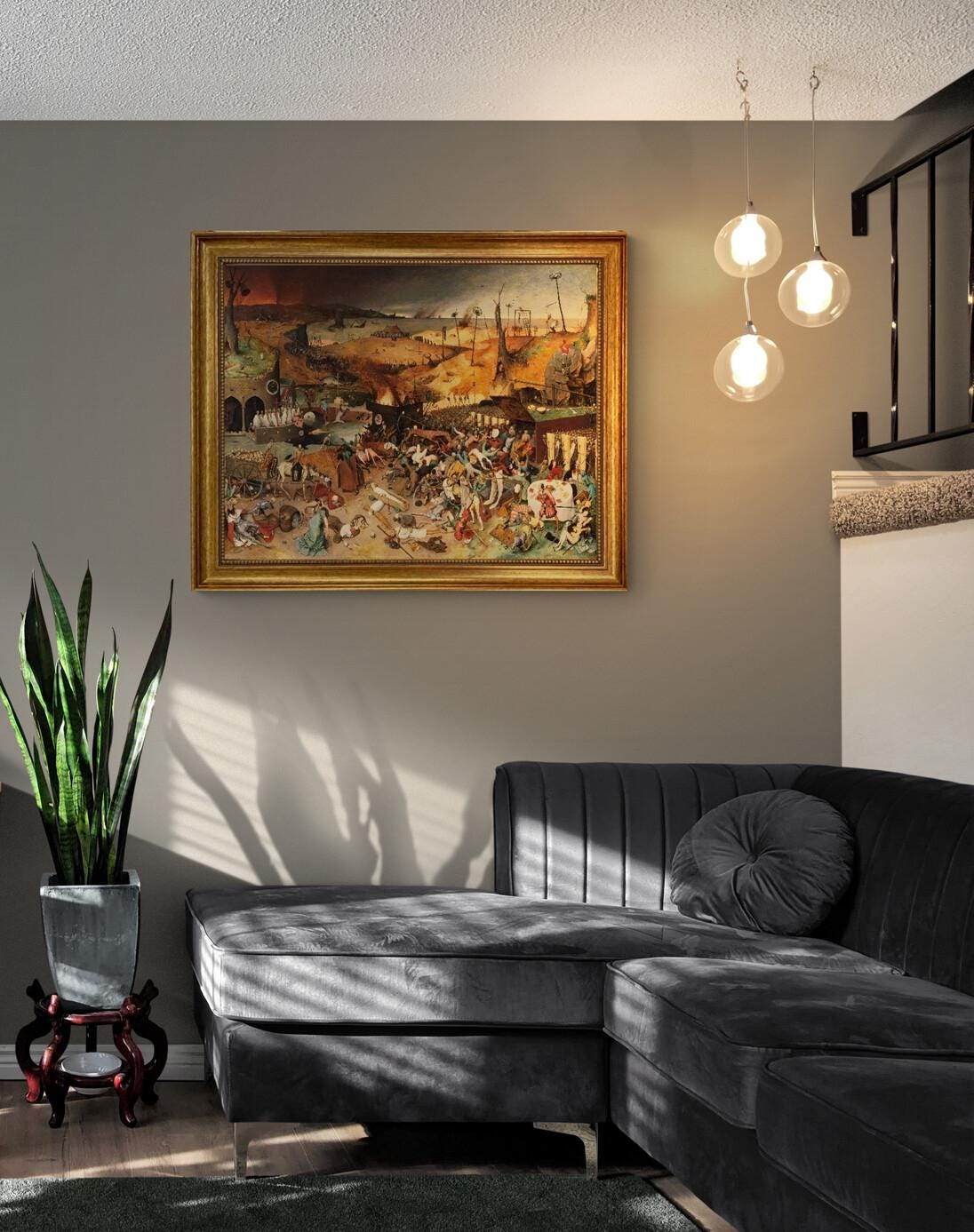The Triumph of Death Canvas Print with brush strokes | Pieter Bruegel | Vintage Golden Frame FOSHE ART