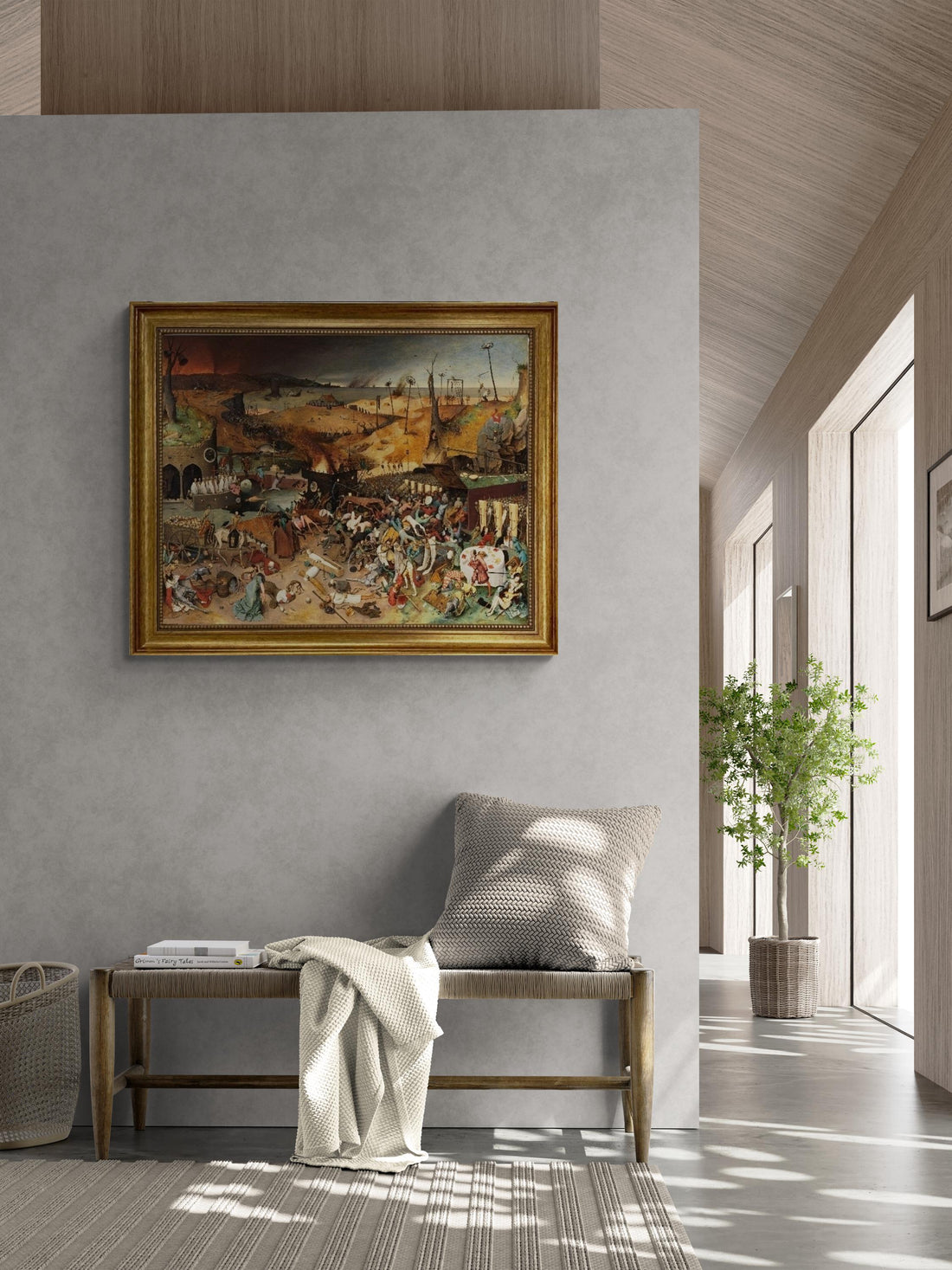 The Triumph of Death Canvas Print with brush strokes | Pieter Bruegel | Vintage Golden Frame FOSHE ART