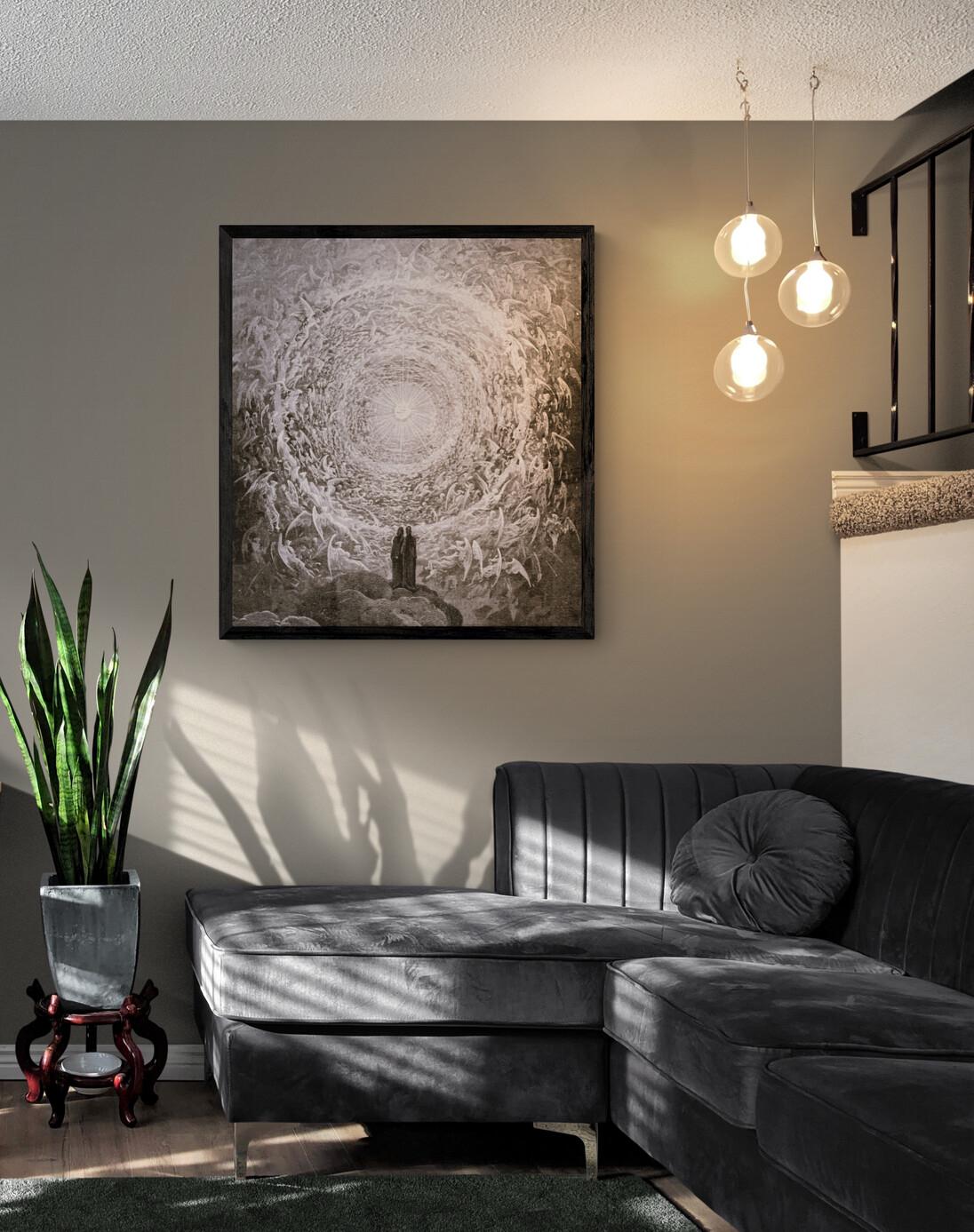 Gustave Dore reproduction with floating frame, In the Empyrean, Paradiso Canto 31, dark art decore, Giclee Canvas prints looks like original FOSHE ART