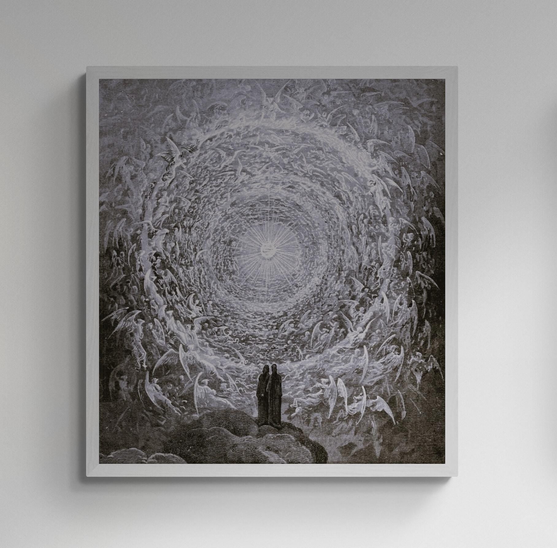 Gustave Dore reproduction with floating frame, In the Empyrean, Paradiso Canto 31, dark art decore, Giclee Canvas prints looks like original FOSHE ART