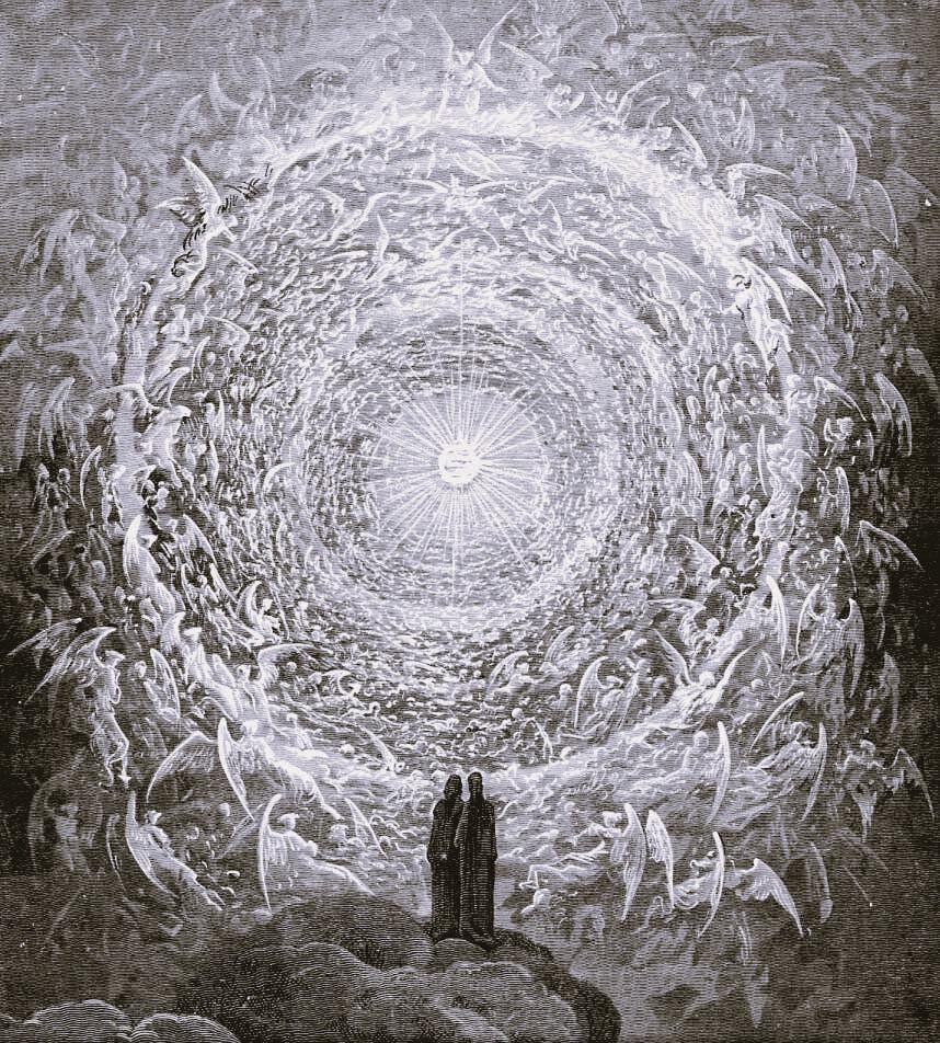 Gustave Dore reproduction with floating frame, In the Empyrean, Paradiso Canto 31, dark art decore, Giclee Canvas prints looks like original FOSHE ART