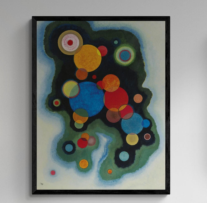 KANDINSKY Deepened Impulse Fine Art Prints with floating frame, Art Deco Style, 3D Hand Finished Giclee Canvas prints looks like original FOSHE ART