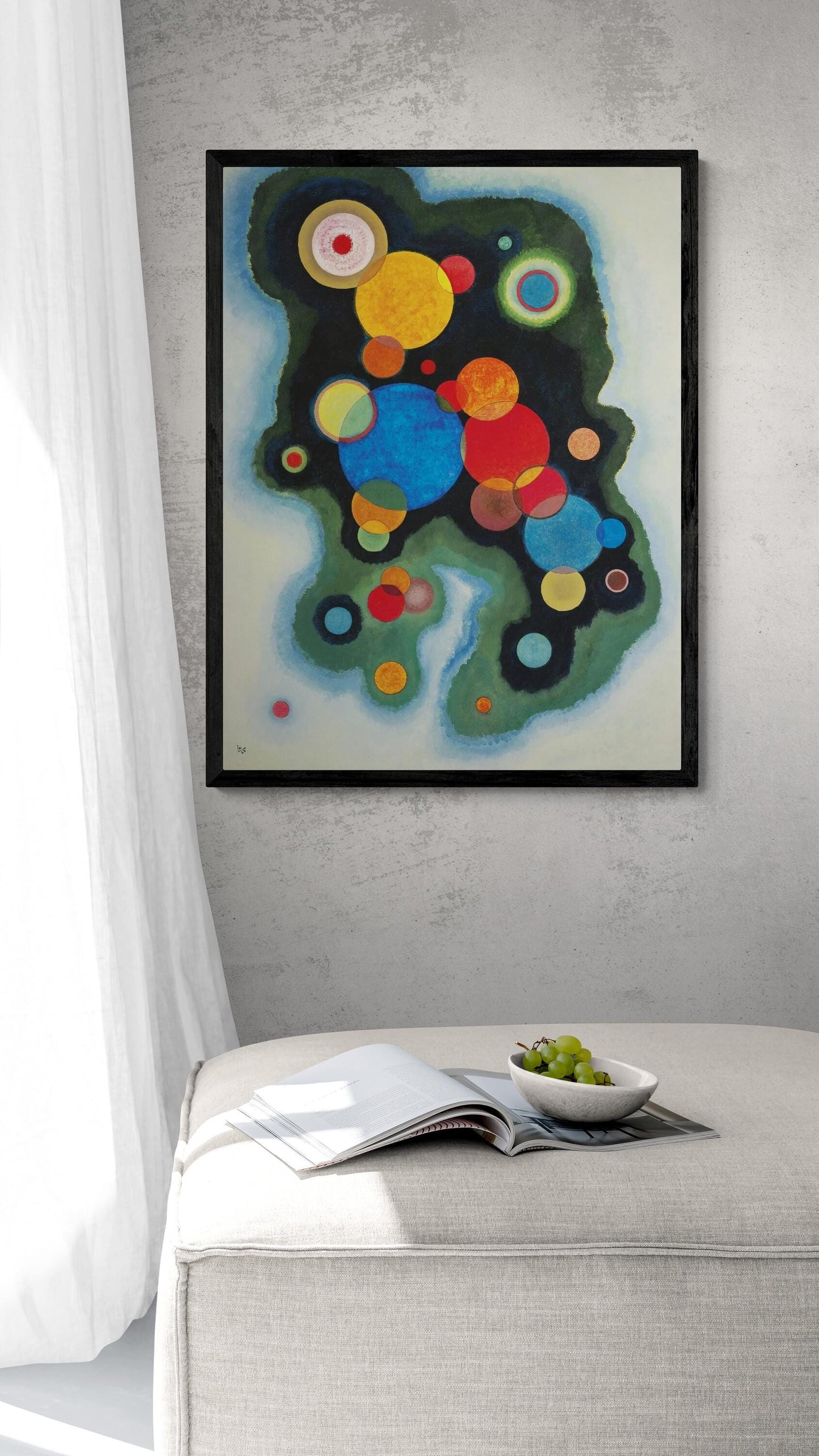 KANDINSKY Deepened Impulse Fine Art Prints with floating frame, Art Deco Style, 3D Hand Finished Giclee Canvas prints looks like original FOSHE ART