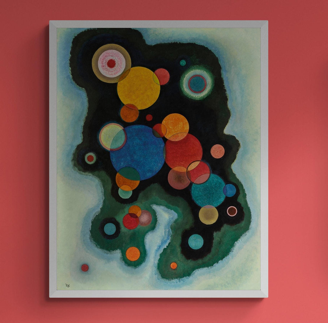 KANDINSKY Deepened Impulse Fine Art Prints with floating frame, Art Deco Style, 3D Hand Finished Giclee Canvas prints looks like original FOSHE ART