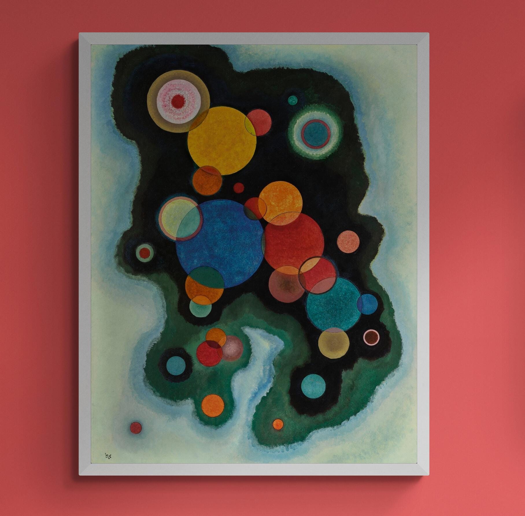 KANDINSKY Deepened Impulse Fine Art Prints with floating frame, Art Deco Style, 3D Hand Finished Giclee Canvas prints looks like original FOSHE ART