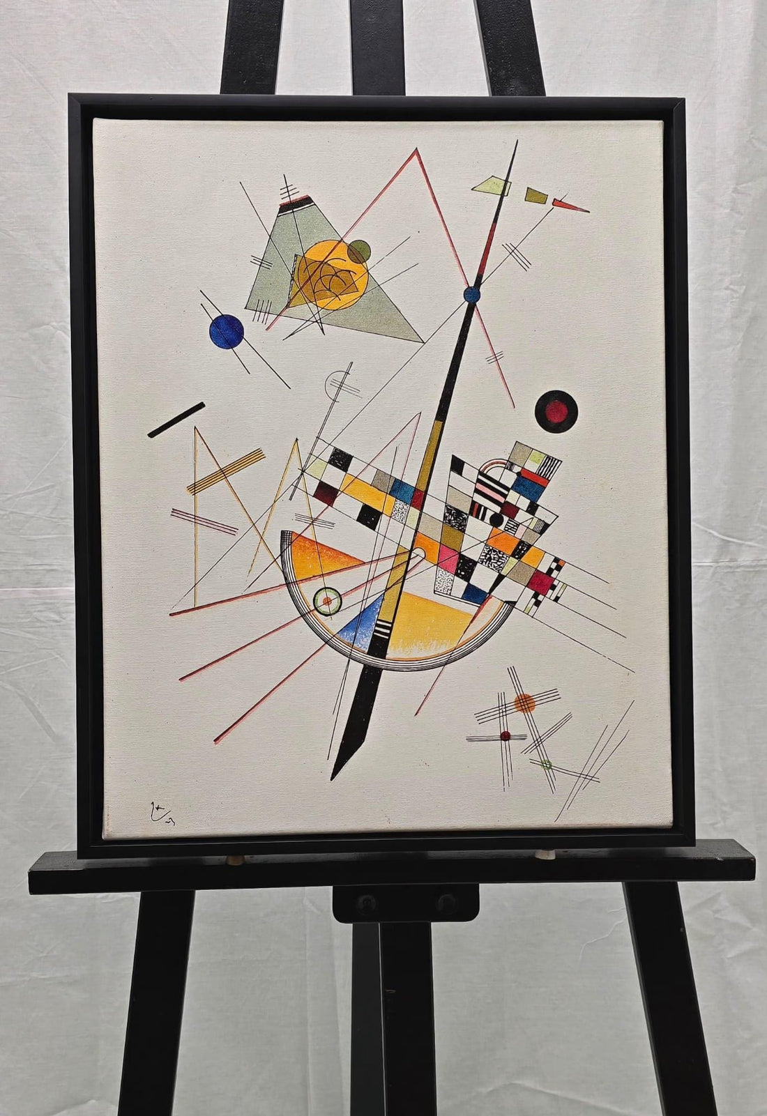 Kandinsky Art Print: Delicate Tension, Abstract Bauhaus Art with Black Frame FOSHE ART