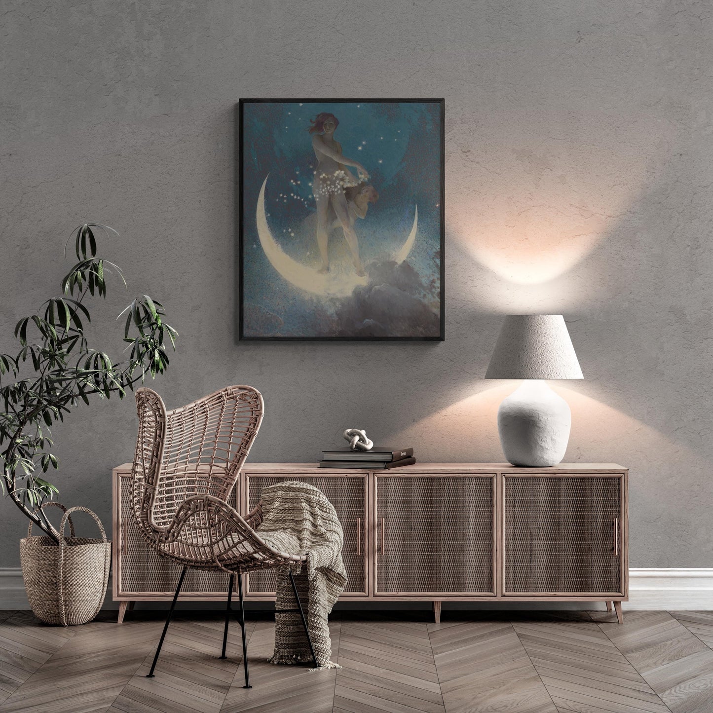 Edwin Blashfield : Spring Scattering Stars (1927), Fine Art Print,  Art Paper, HQ Poster, Canvas or Hand Finished Print with brush strokes FOSHE ART