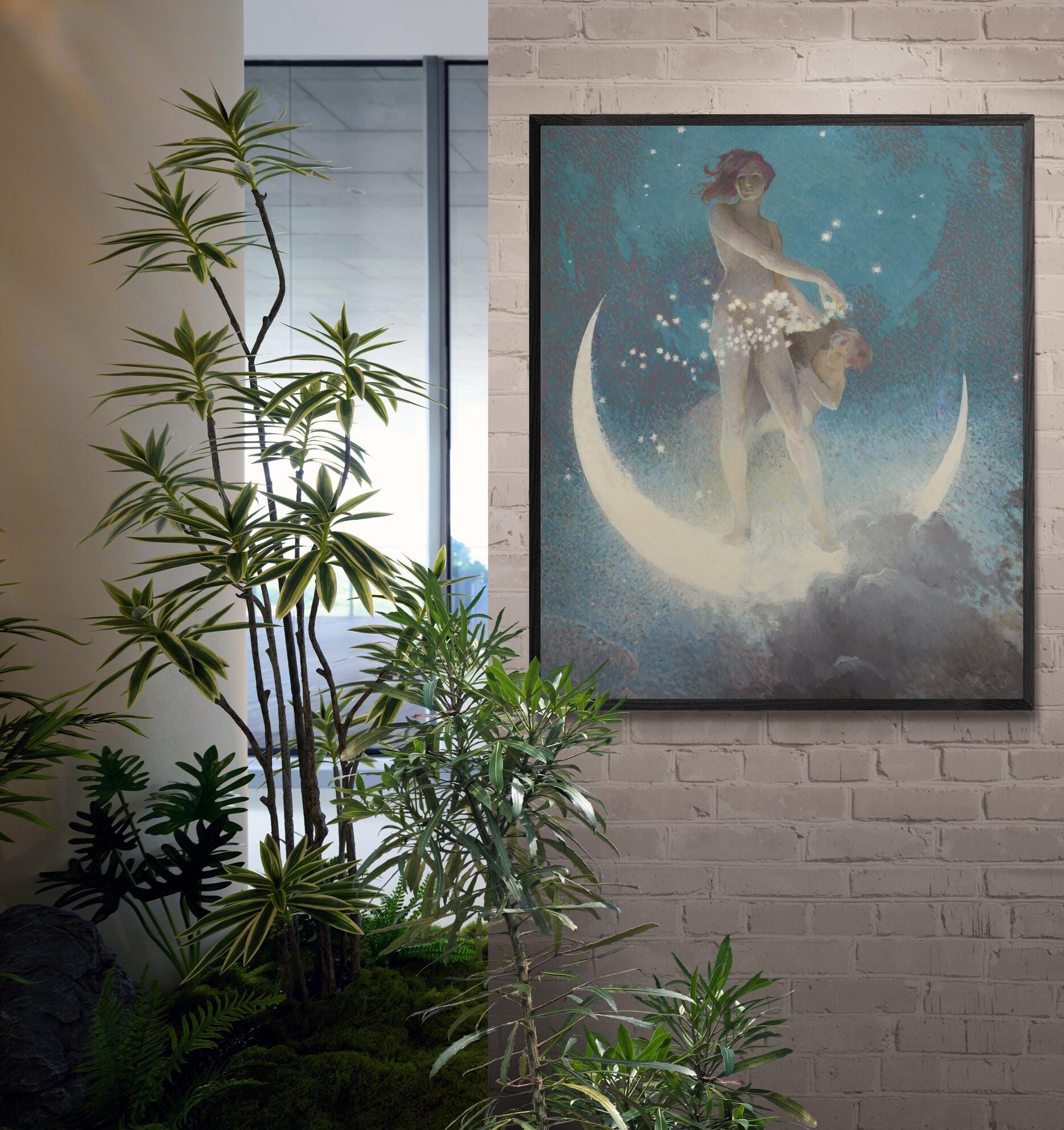 Edwin Blashfield : Spring Scattering Stars (1927), Fine Art Print,  Art Paper, HQ Poster, Canvas or Hand Finished Print with brush strokes FOSHE ART