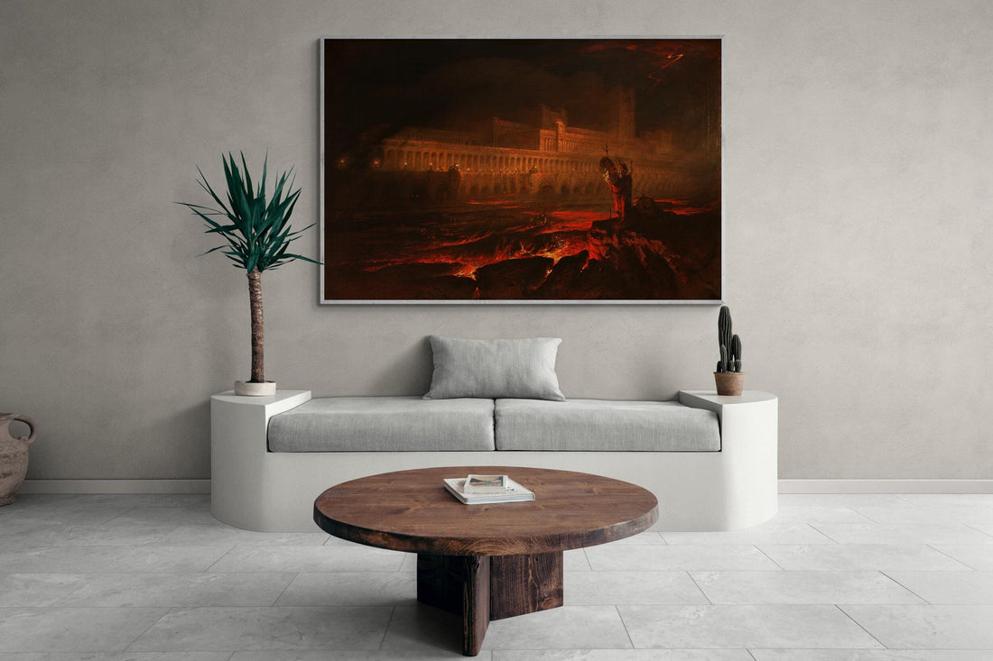 John Martin Pandemonium Painting, Large wall arts, Heavyweight Canvas, 3D hand finish print with brush strokes, Louvre Canvas, Ready to Hang FOSHE ART