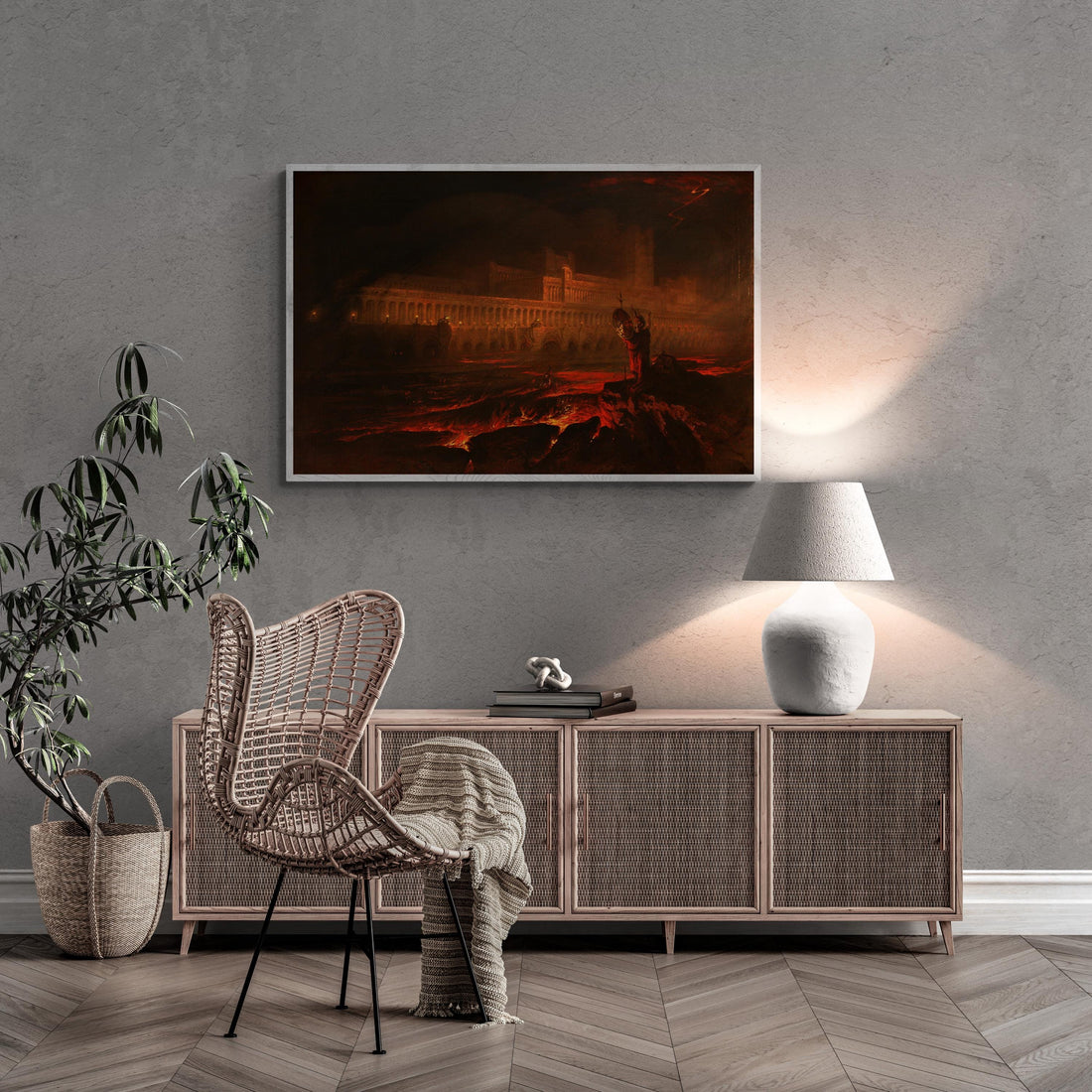 John Martin Pandemonium Canvas Print, 3D Hand Finished, Ready to Hang FOSHE ART