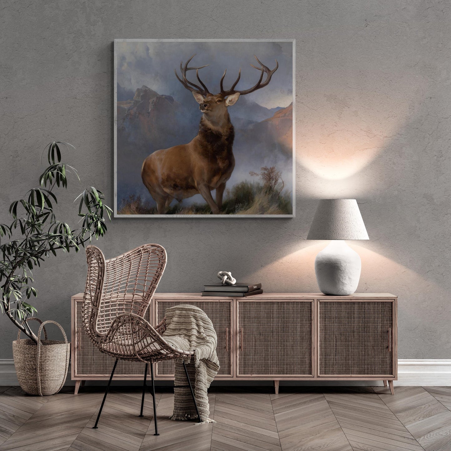 The Monarch of the Glen by Landseer Canvas XXL printing, 3D Hand Finished Premium Texture Print with brush strokes looks like original art FOSHE ART
