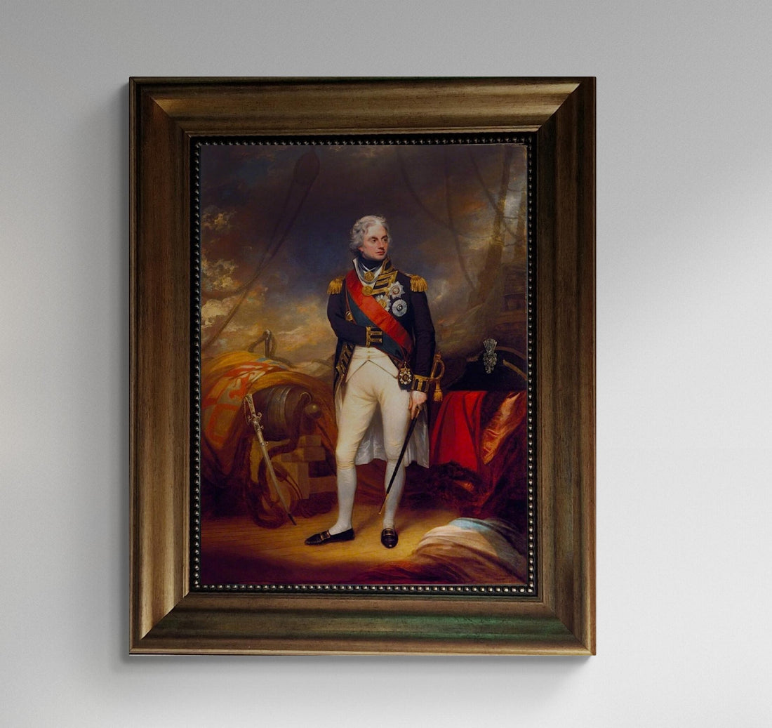 Horatio Nelson Portrait, William Beechey, Giclée Canvas Print with Vintage Gold Frame FOSHE ART