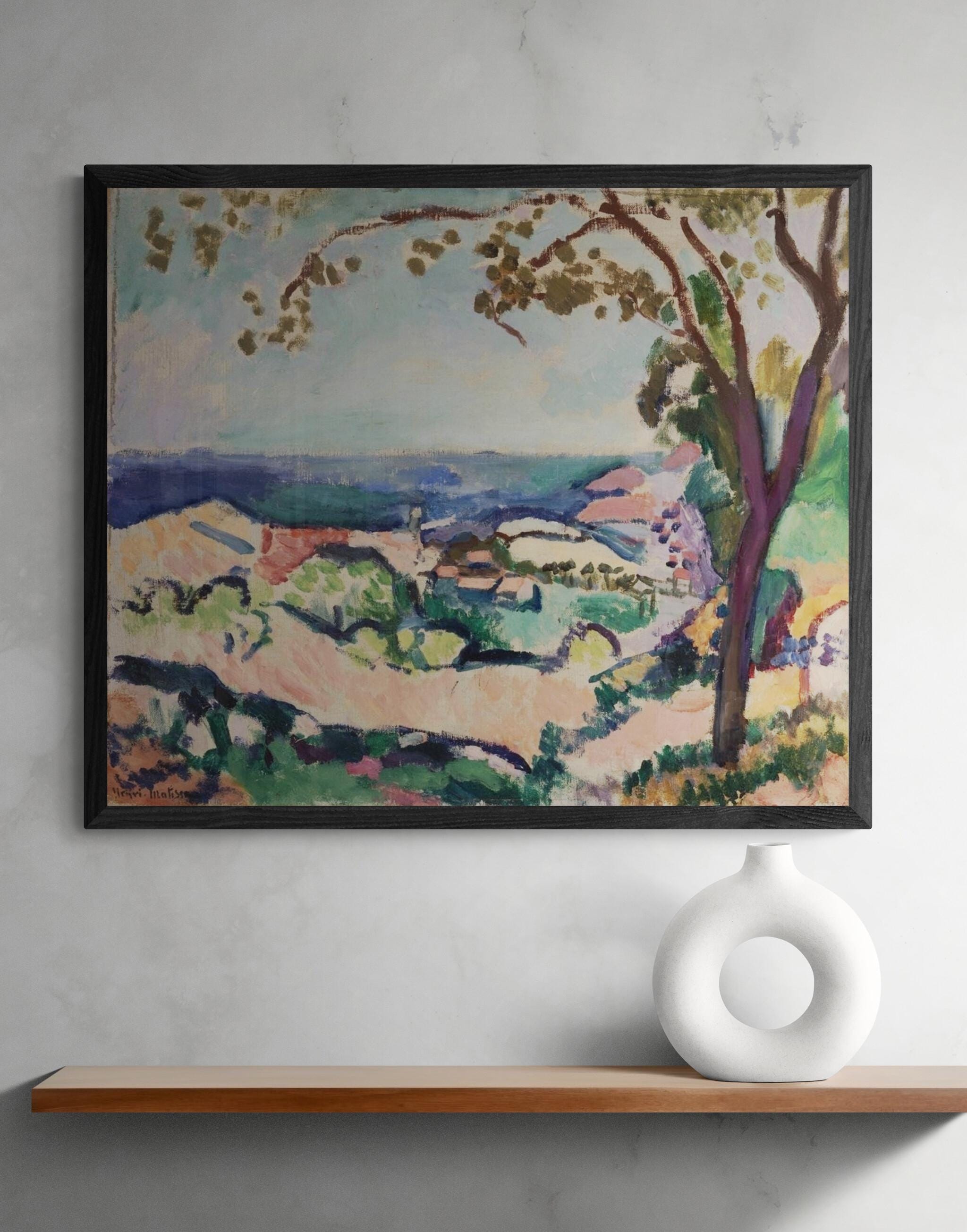 Henri Matisse The Sea Seen from Collioure (1906) Fine Art Giclee Print on canvas Hand Finished Print with brush strokes with floating frame FOSHE ART