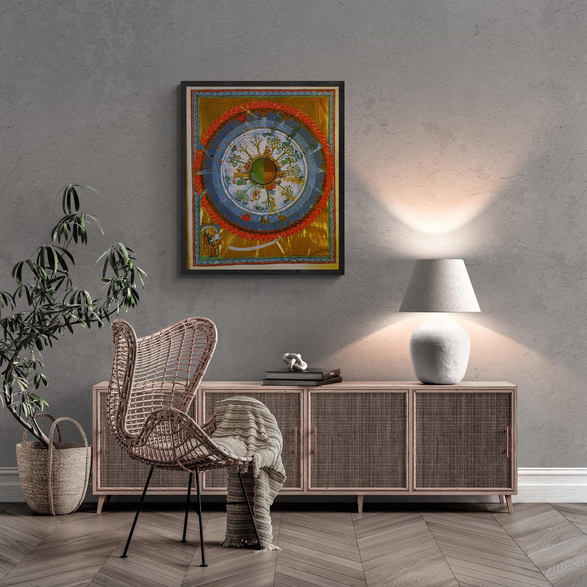 Hildegarde: Cultivating the Cosmic Tree, FineArt Print on canvas Hand Finished with brush strokes, floating frame, looks like original art FOSHE ART