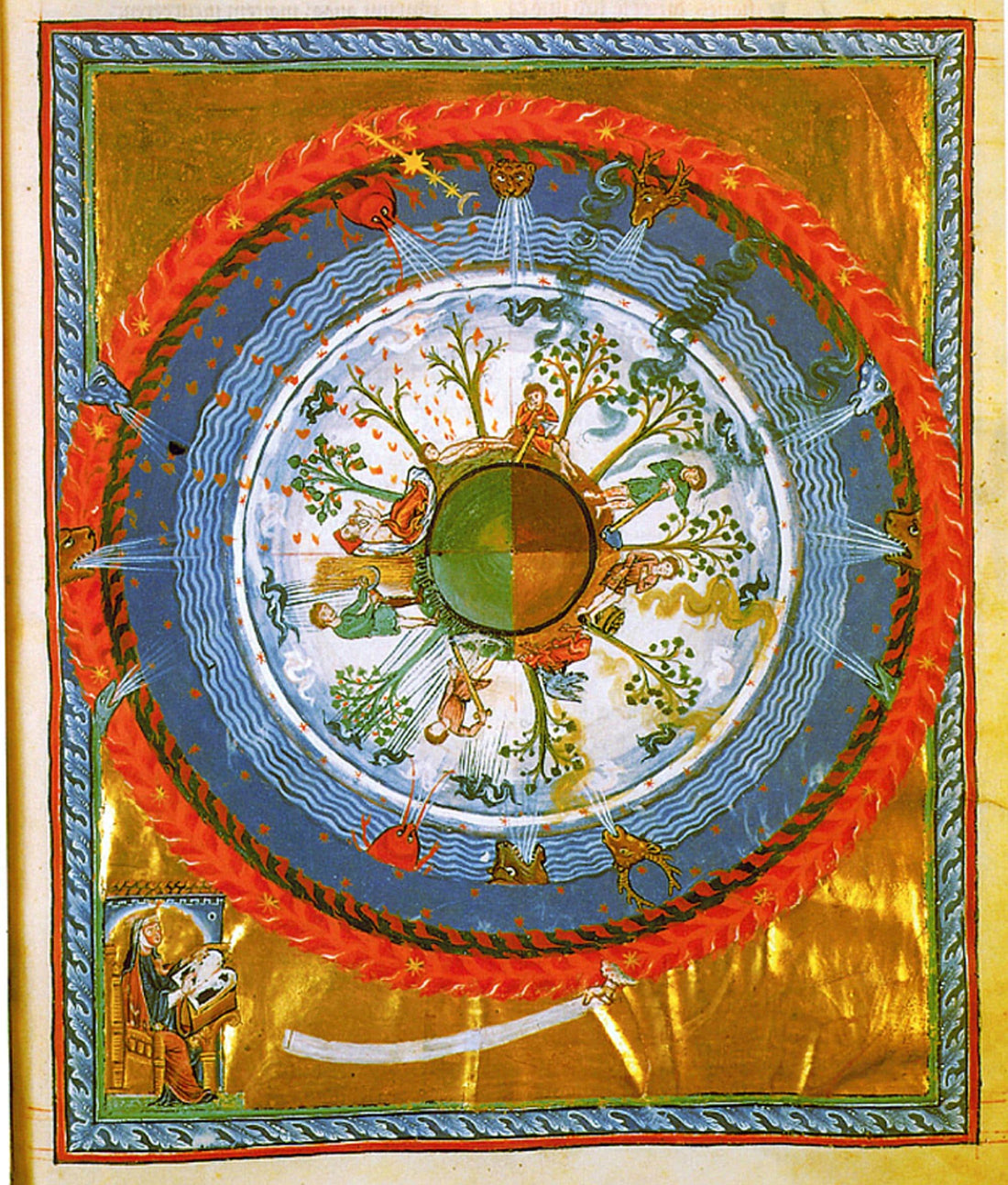 Hildegard von Bingen Art Print: Cosmic Tree of Life, Framed Canvas FOSHE ART