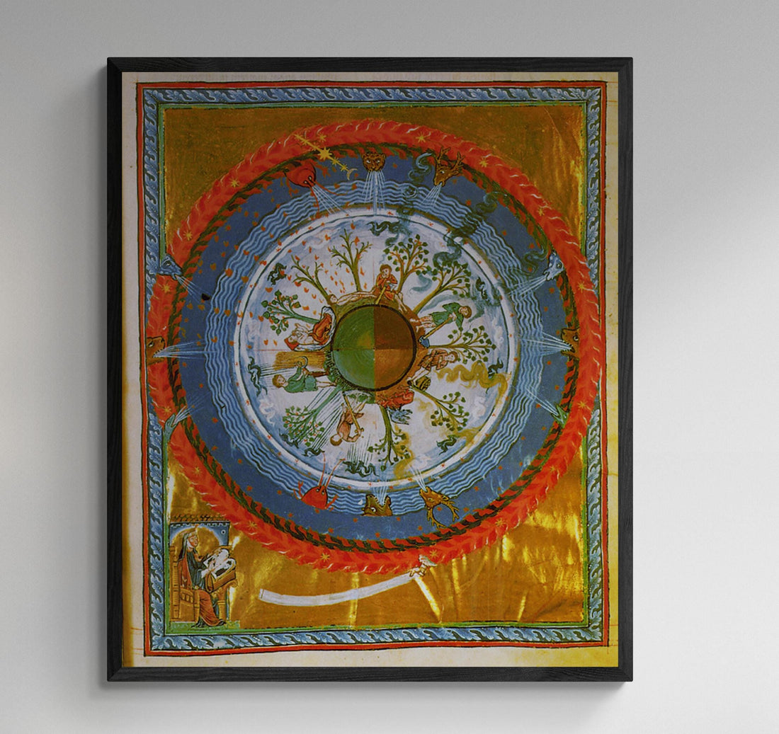 Hildegard von Bingen Art Print: Cosmic Tree of Life, Framed Canvas FOSHE ART