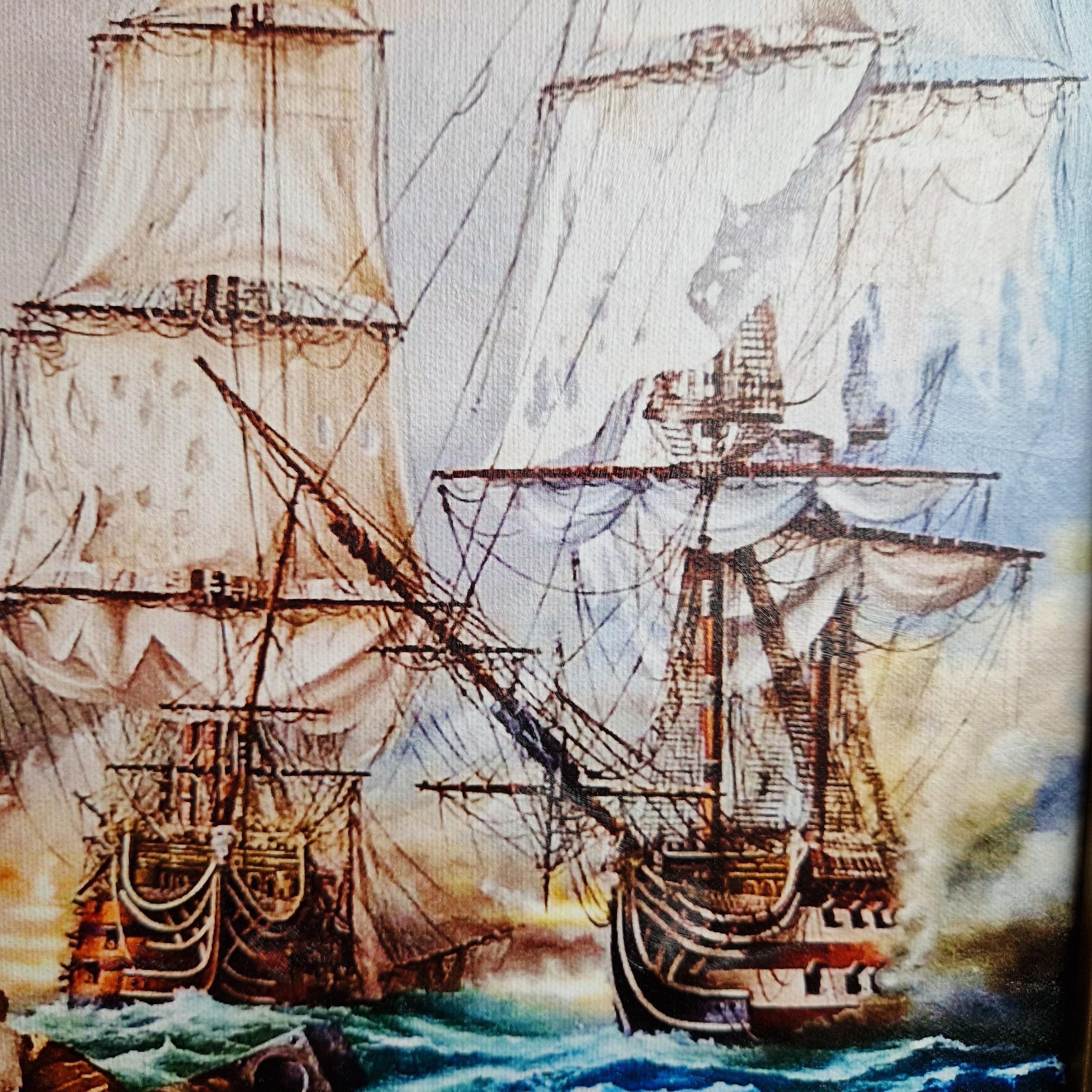 HMS Victory, Battle of Trafalgar Giclée Print, Tall Ship Art FOSHE ART