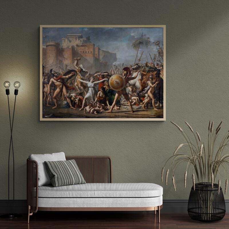 Jacques-Louis David: The Battle Between The Romans And The Sabines, Giclee Reproduction, Fineart print on Hahnemüle or museum quality poster FOSHE ART