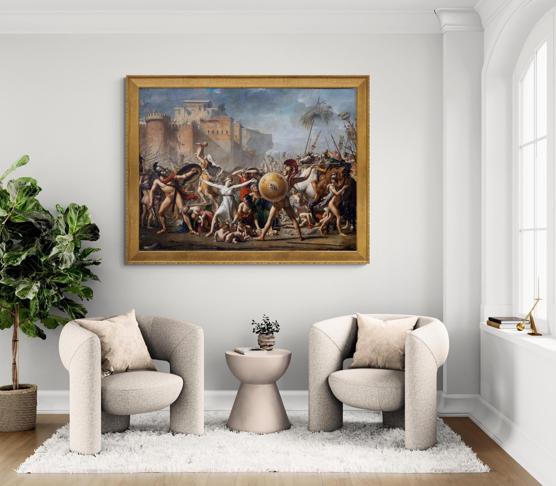 Jacques-Louis David: The Battle Between The Romans And The Sabines, Giclee Reproduction, Fineart print on Hahnemüle or museum quality poster FOSHE ART