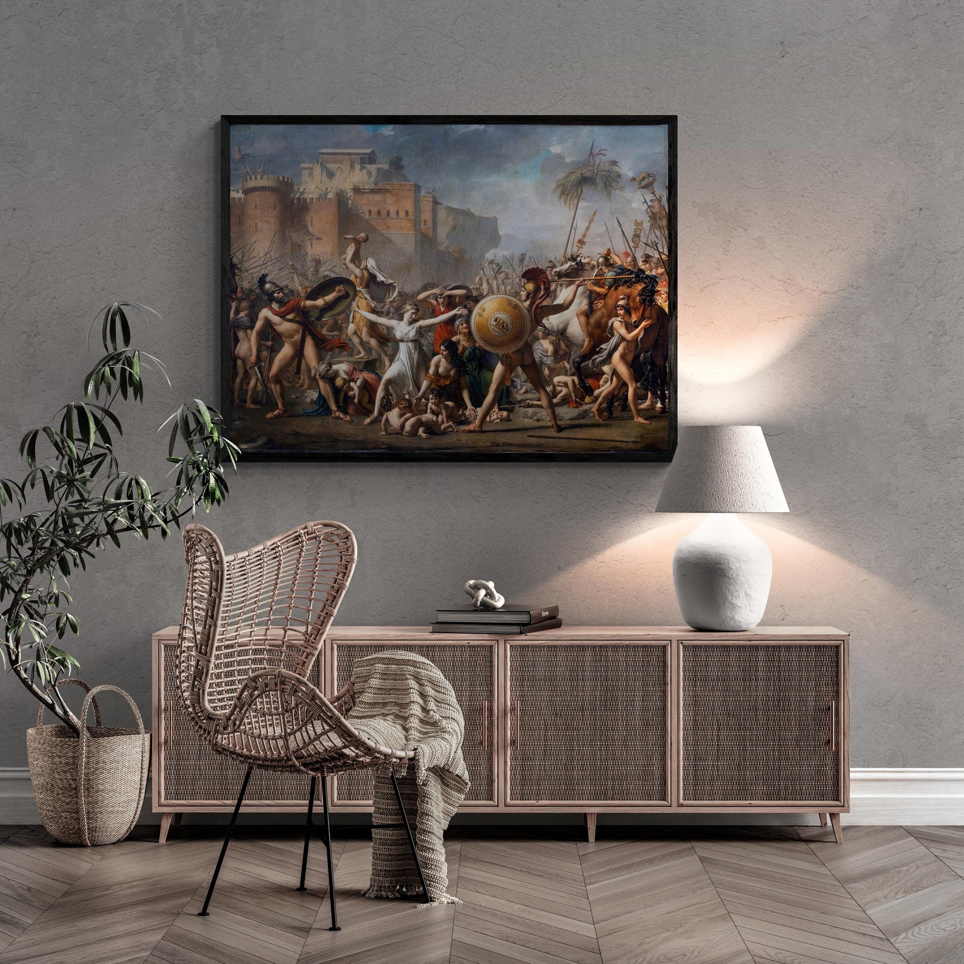 Jacques-Louis David: The Battle Between The Romans And The Sabines, Giclee Reproduction, Fineart print on Hahnemüle or museum quality poster FOSHE ART