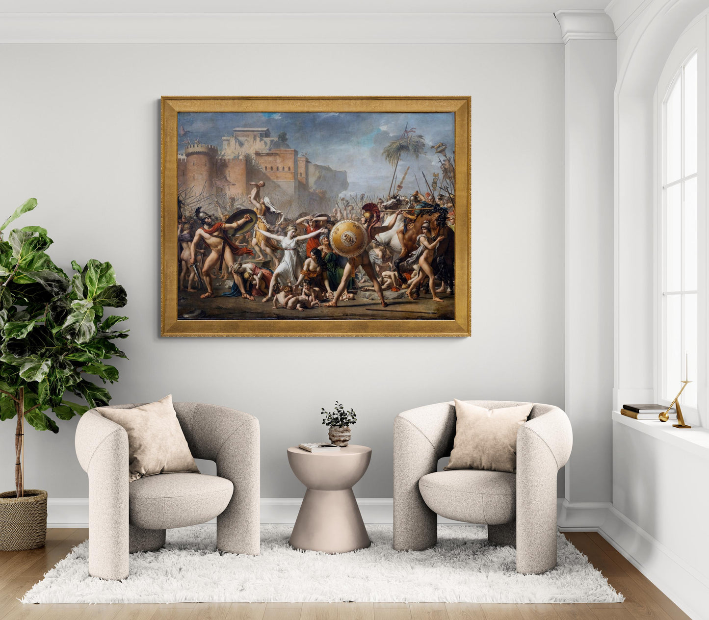 Jacques-Louis David art: The Intervention of the Sabine Women, Heavyweight Canvas, 3D hand finish print with brush strokes, Large wall arts FOSHE ART