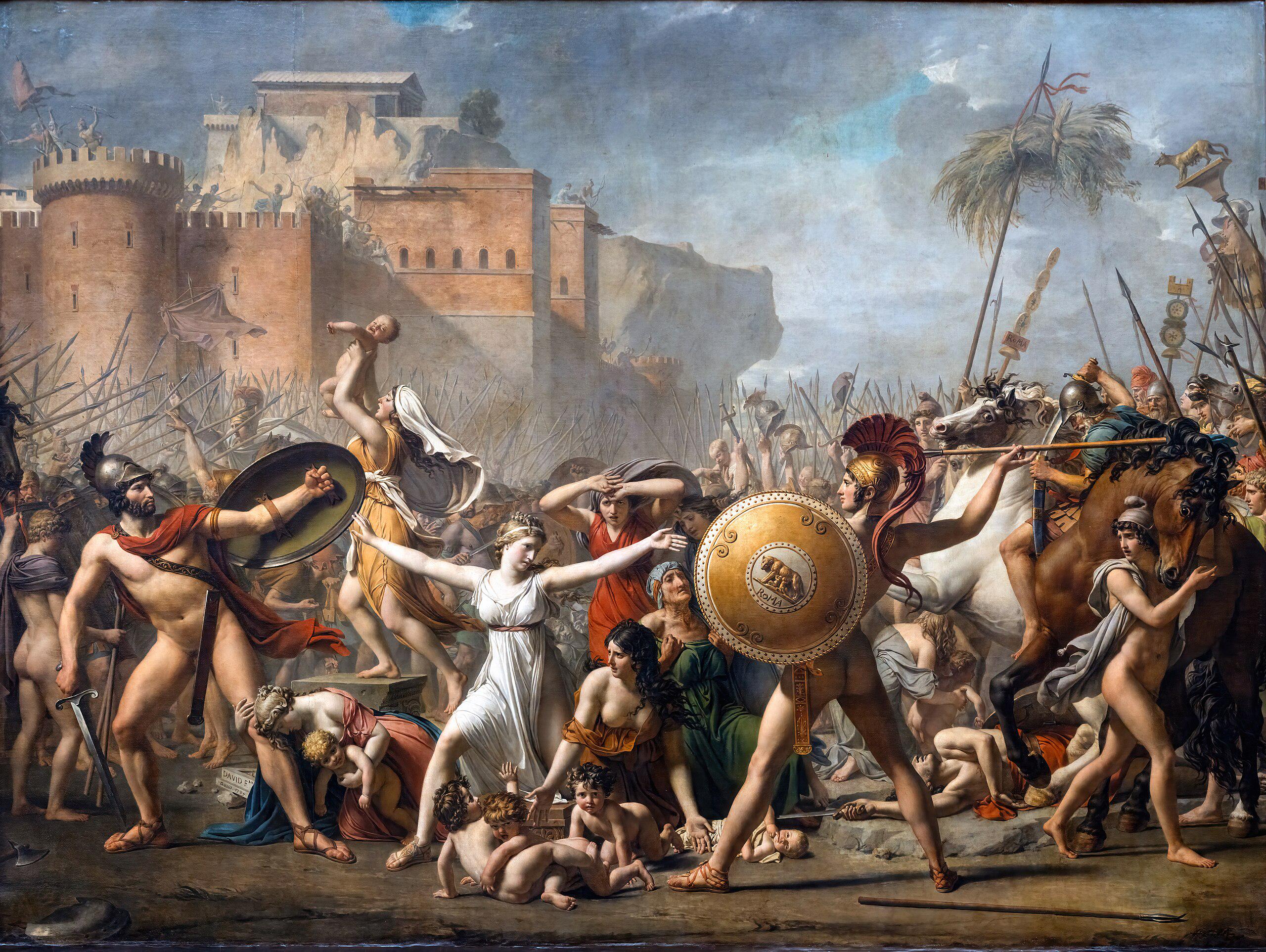 Jacques-Louis David: Sabine Women Canvas Print with Hand-Finished Brushstrokes FOSHE ART