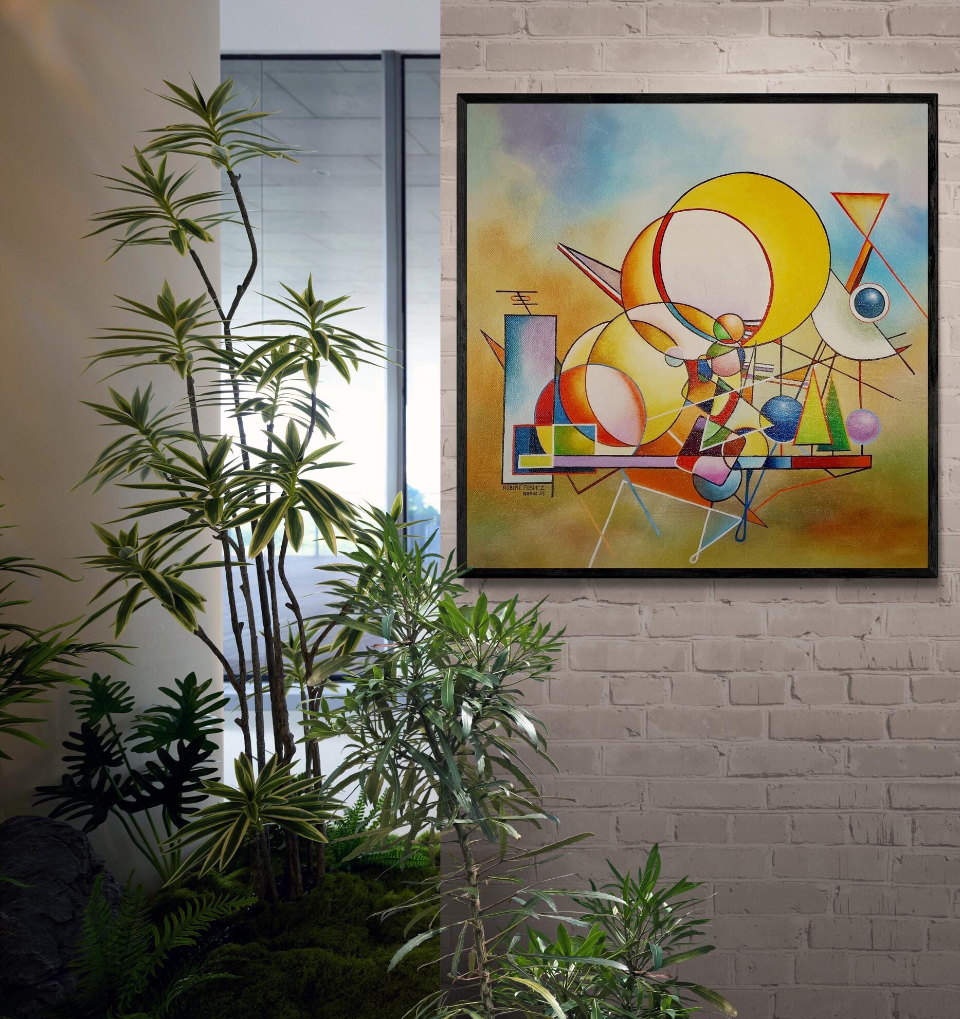 Temporal Elegance: The DANCING with the SUN Giclee Print Reproduction Painting, Heavyweight print on Fineart paper or museum quality poster FOSHE ART