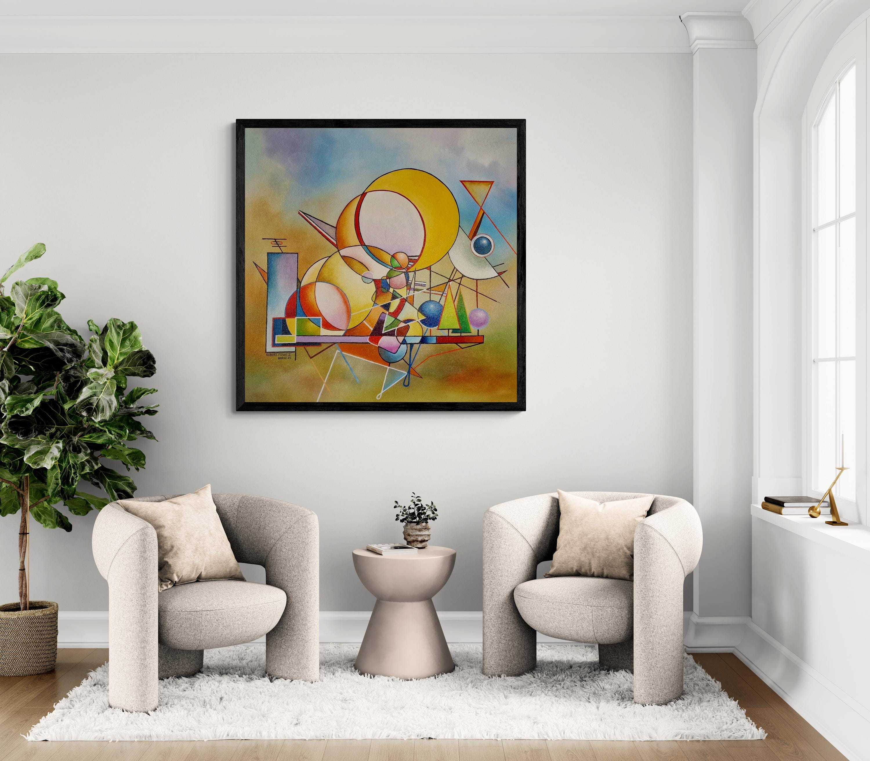 DANCING with the SUN Giclee Print Reproduction Painting, Modern Heavyweight Canvas, 3D hand finish print with brush strokes, Large wall arts FOSHE ART