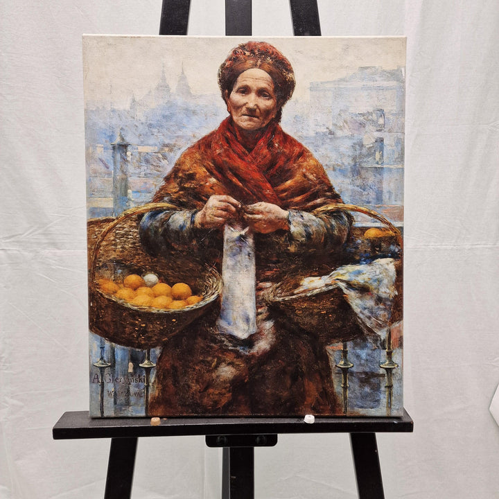 Aleksander Gierymski: Jewish Woman Selling Oranges, Heavyweight real Canvas, 3D hand finish print with brush strokes, look like original art FOSHE ART