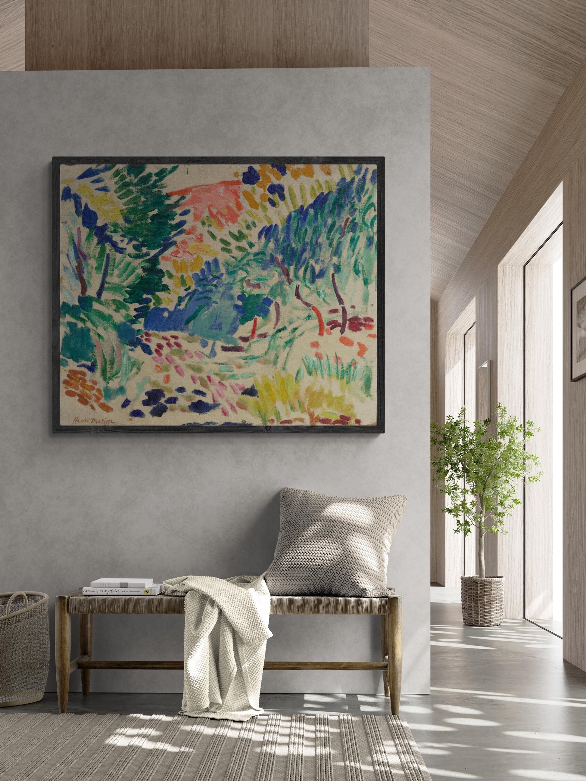Henri Matisse Landscape at Collioure reproduction with floating frame, Giclee Hand Finished Print with brush strokes looks like original art FOSHE ART