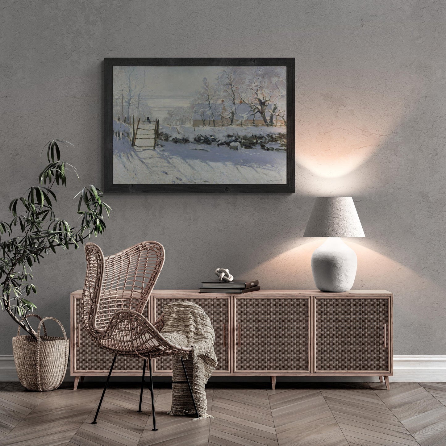 The Magpie by Claude Monet | Giclee Print | FineArt Paper, Museal quality Poster, Canvas or Hand Finished Premium Print with brush strokes FOSHE ART