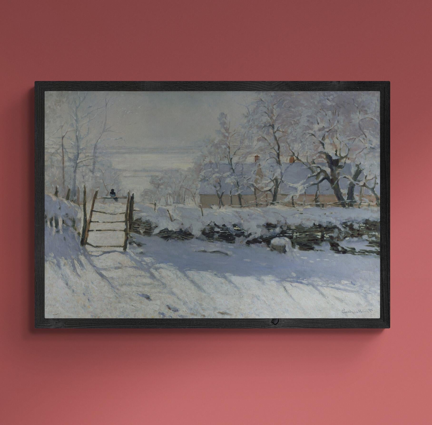The Magpie by Claude Monet | Giclee Print | FineArt Paper, Museal quality Poster, Canvas or Hand Finished Premium Print with brush strokes FOSHE ART