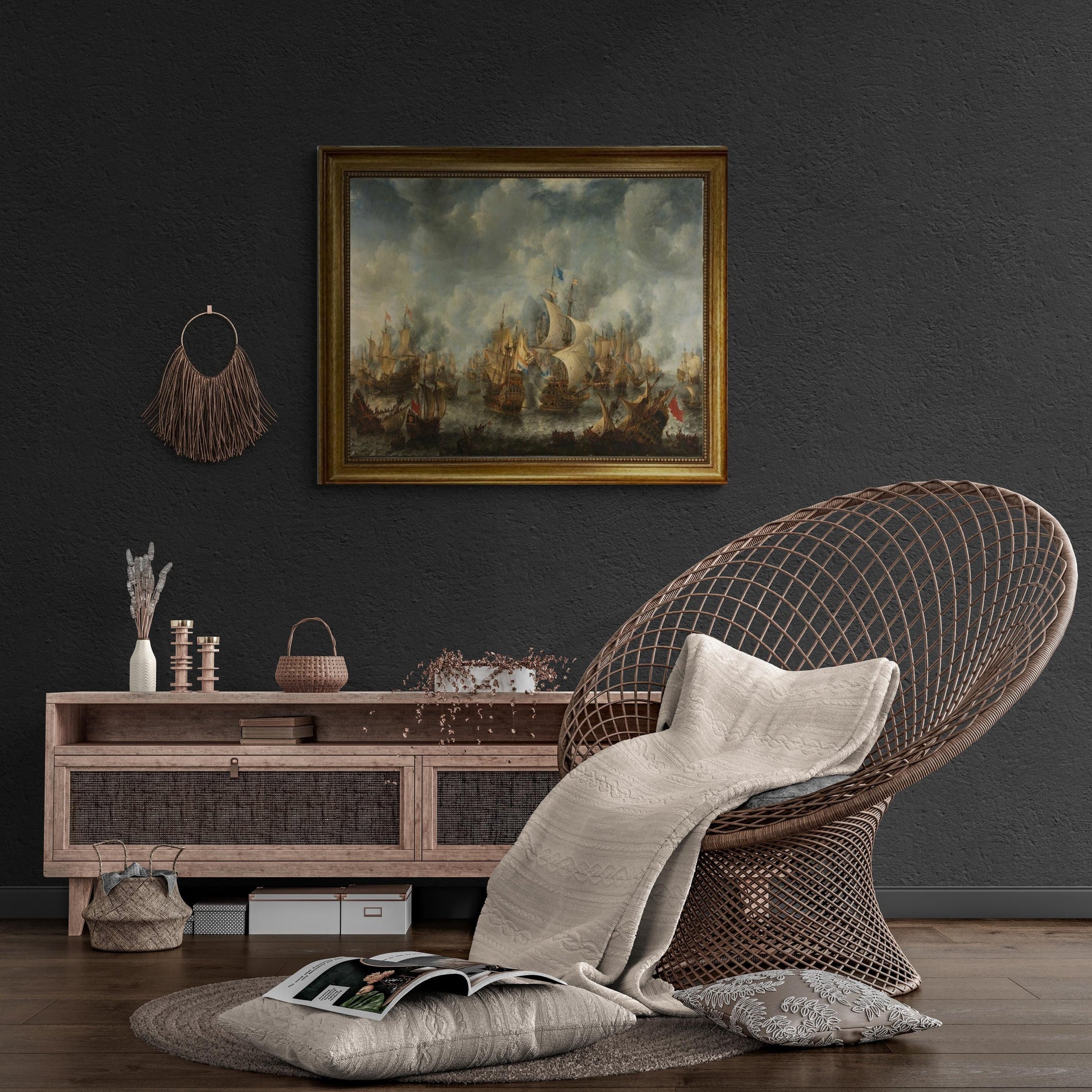 The Battle of Terheide Gliclée 3D hand finished premium print on canvas with brush strokes and golden vintageous frame looks like original FOSHE ART