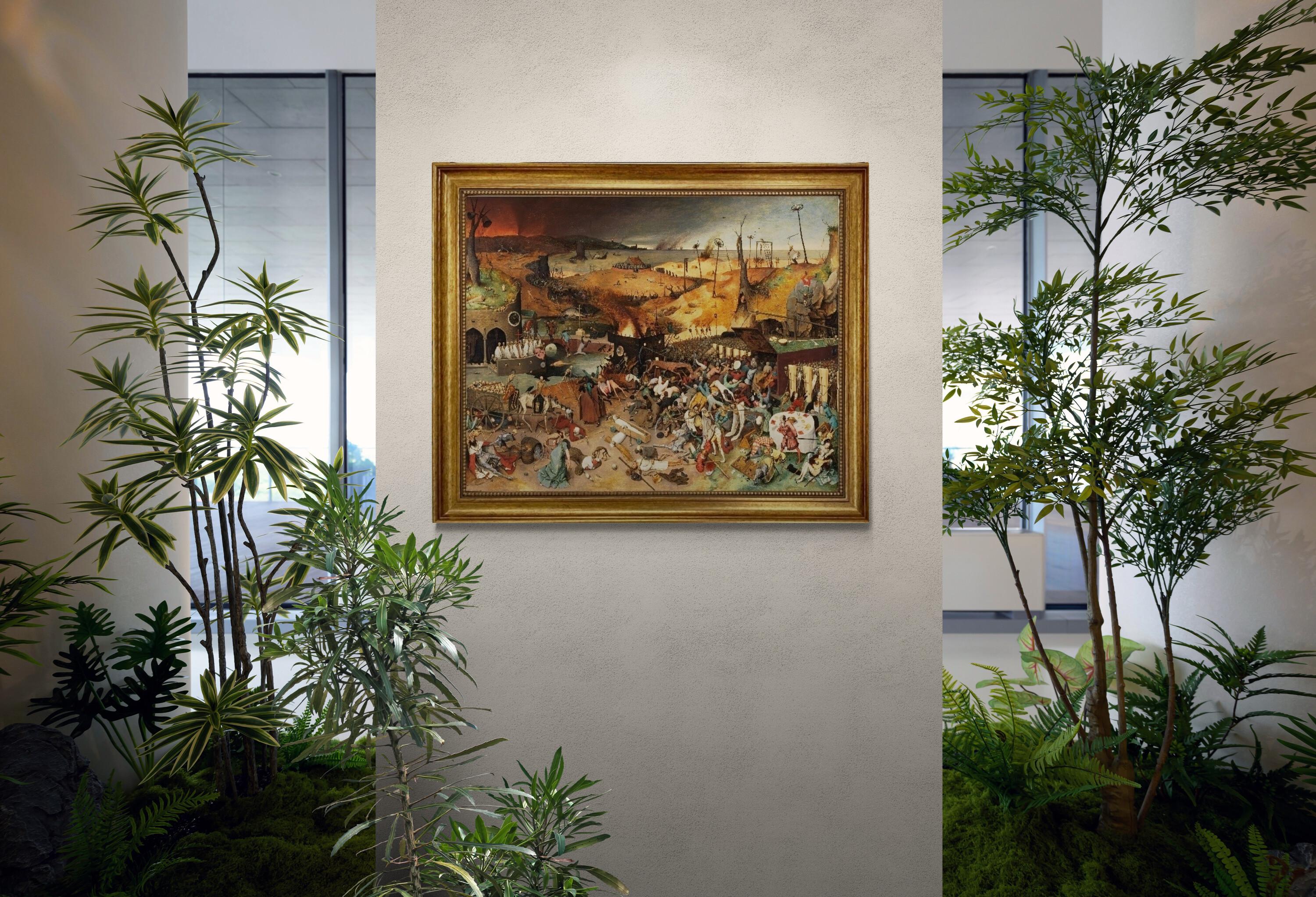 The Triumph of Death Canvas Print with brush strokes | Pieter Bruegel | Vintage Golden Frame FOSHE ART